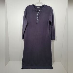 Haven Well Within Gray Blue 100% Cotton Waffle Knit LS Shift Dress Size Small